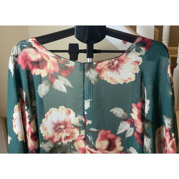 Lovely J Green Floral Kimono, Coverup Women's One size - Picture 5 of 5